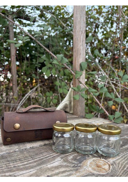 Deri Kılıflı Kavanoz Seti –deri Kamp Baharatlık-Deri Kamp Kahvaltılık Baharat, Bal,reçel,kahve fırsatları