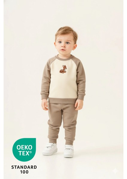 Baby Deer 2li %100 Pamuk Nakışlı Iki Iplik Alt Üst Takım