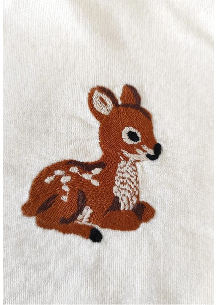 Baby Deer 2li %100 Pamuk Nakışlı Iki Iplik Alt Üst Takım