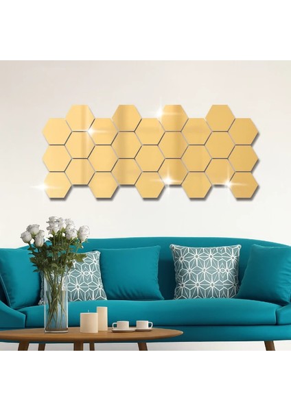 Yapışkanlı Akrilik Gold Ayna Seti 12 Adet fiyatları