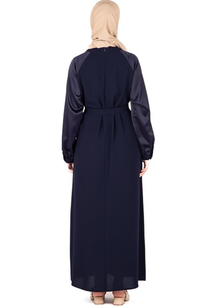 Omuz Kısmı Taş Aksesuarlı Lacivert Renk Elbise 9429 fırsatları