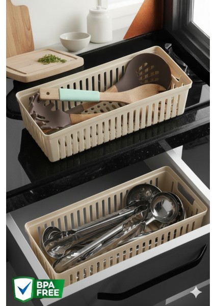 2 Adet Çekmece Içi Bıçaklık & Kaşıklık Organizer Bej
