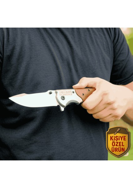 Browning Gül Ağacı Saplı Isme Özel Yazılı 9CR18MOV Kalite Paslanmaz Çelik Avcı ve Kamp Bıçağı fırsatları