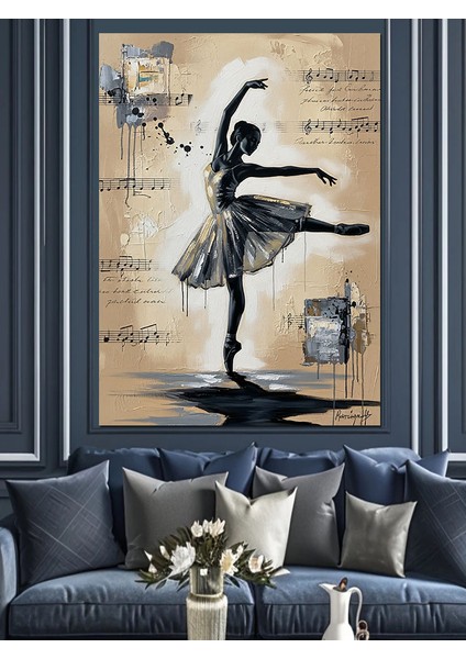 Bale Yapan Balerin Kadın Dekoratif Kanvas - Mdf Ahşap Tablo