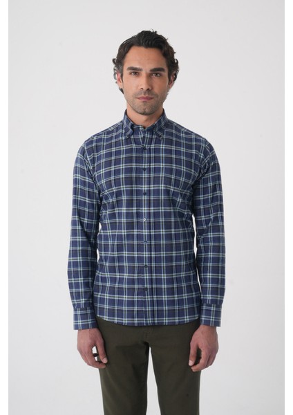 Regular Fit Pamuk Lacivert Erkek Gömlek GMEKS4KPAL242065_E39