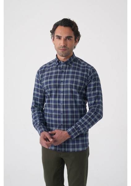 Regular Fit Pamuk Lacivert Erkek Gömlek GMEKS4KPAL242065_E39 fiyatları