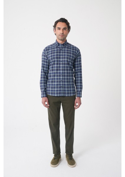 Regular Fit Pamuk Lacivert Erkek Gömlek GMEKS4KPAL242065_E39 modelleri