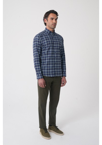 Regular Fit Pamuk Lacivert Erkek Gömlek GMEKS4KPAL242065_E39 fırsatları