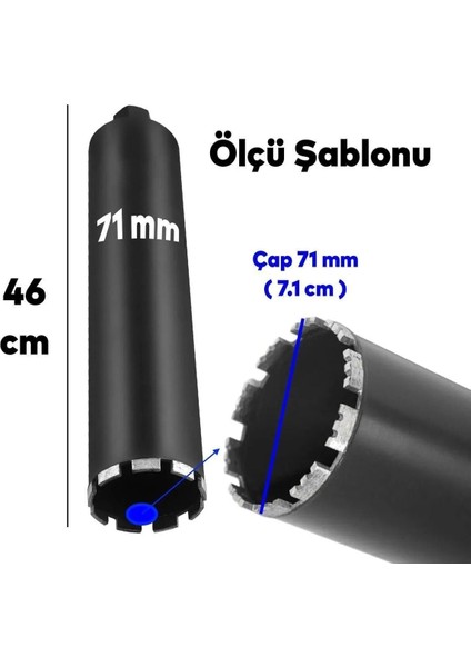 Elmas Karot Ucu 71 mm Beton Zemin Duvar Delme Delik Açma Panç Aparat Uç Deprem Numune Al Test indirimleri