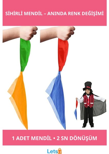 Renk Değiştiren Eğlenceli Sihirli Mendil Sihirbazlık Oyunu
