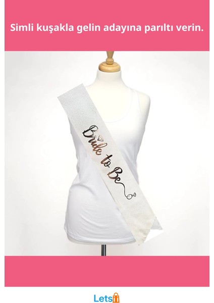 Beyaz Gümüş Bride To Be Yazılı Kuşak Kemer fiyatları