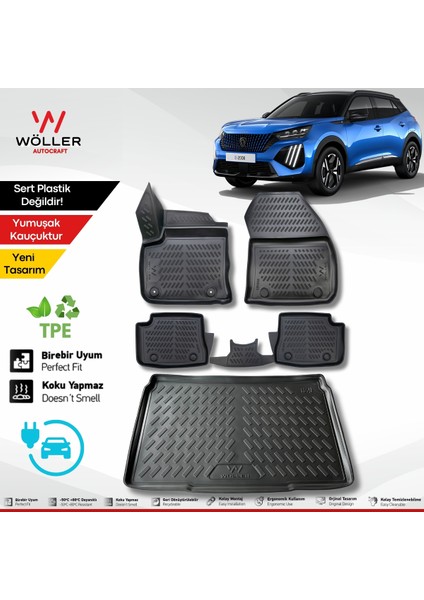 Peugeot E 2008 Paspas Bagaj Havuzu Set Elektrikli 2020 Sonrası Uyumlu 3D Ultraflex Set