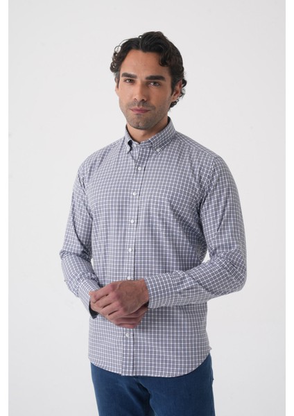 Regular Fit Paşa Yaka Pamuk Gri Erkek Gömlek GMEKS4K242008_D55 fiyatları