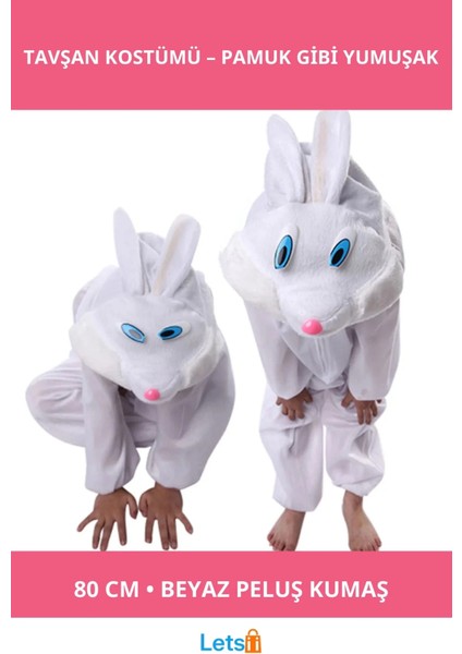 Beyaz Yumuşak Tavşan Kostümü 2 3 Yaş Çocuklar Için