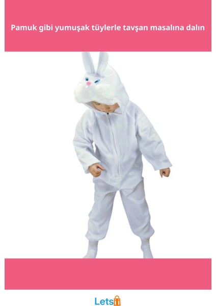 Beyaz Yumuşak Tavşan Kostümü 2 3 Yaş Çocuklar Için fiyatları