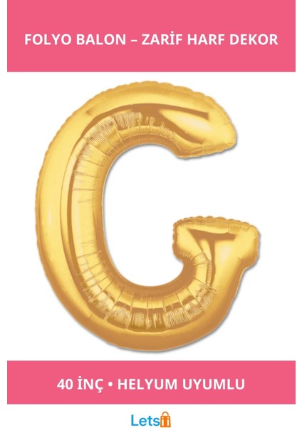 Altın Renk G Harf Folyo Balon 40 Inç Özel Etkinlikler Için