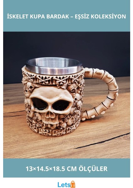 3D Tasarımlı Iskelet Görünümlü Kupa Bardak