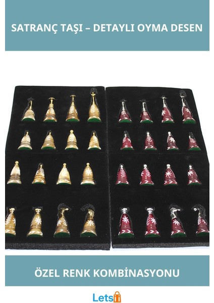 Özel Tasarım El Yapımı Ahşap Satranç Taşı Seti 32 Adet