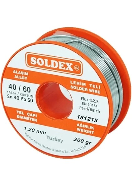 40-60 Lehim Teli 200 gr 1.6 Mm- Sn:40 / Pb:60