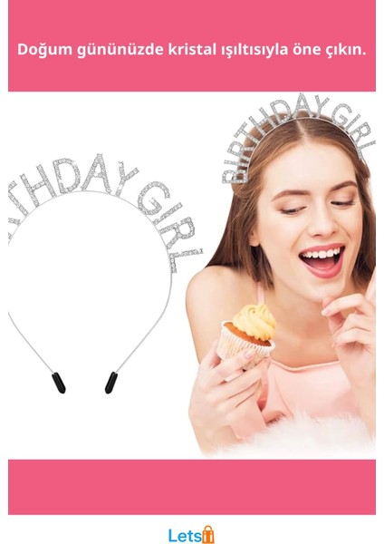 Kristal Taşlı Gümüş Renk Birthday Girl Parti Tacı 19X11 cm fiyatları