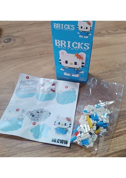 Bricks Hello Kitty ve Cinnemorol Karakter Figürü 3D Yapboz Puzzle Yapı Oyuncakları Mini Blok 2li Set