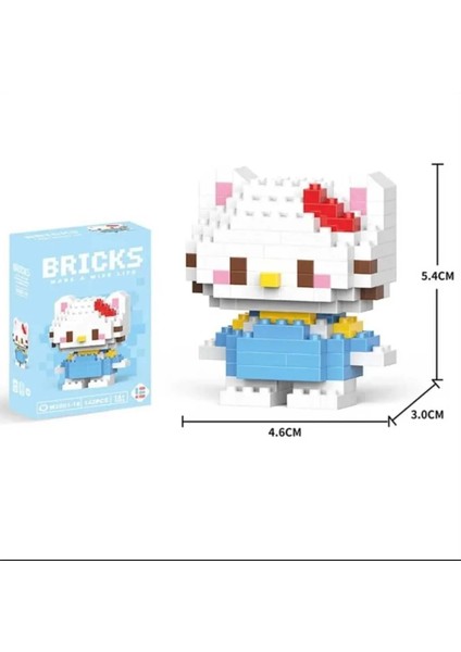 Bricks Hello Kitty ve Cinnemorol Karakter Figürü 3D Yapboz Puzzle Yapı Oyuncakları Mini Blok 2li Set