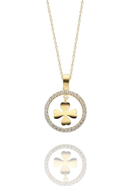 Minik Yoncalı Çok Şık 14 Ayar Altın Kolye