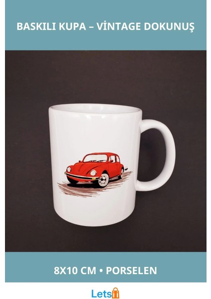 Kırmızı Vosvos Baskılı Porselen Kupa 8 cm x 10 cm