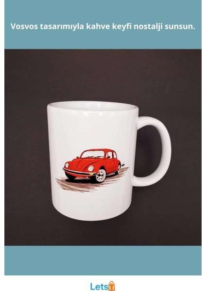 Kırmızı Vosvos Baskılı Porselen Kupa 8 cm x 10 cm fiyatları