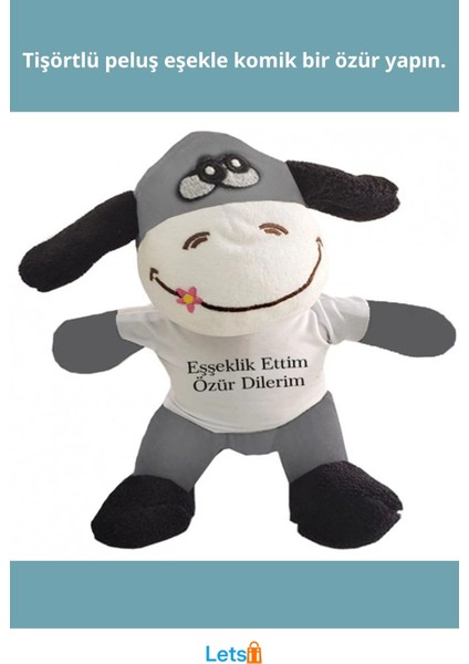Eğlenceli Peluş Eşek Tişörtlü Özür Dileme Oyuncağı 24CM fiyatları