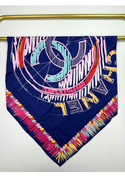 C Desen Ithal Twil Ipek Eşarp 90X90