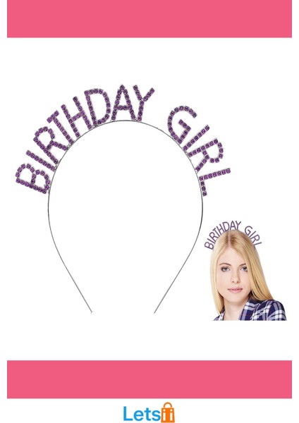 Mor Renk Kristal Taşlı Parlak Doğum Günü Kızı Taçı indirimleri