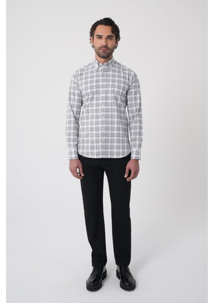 Regular Fit Pamuk Gri Erkek Gömlek GMEKS4K242031_D55 modelleri