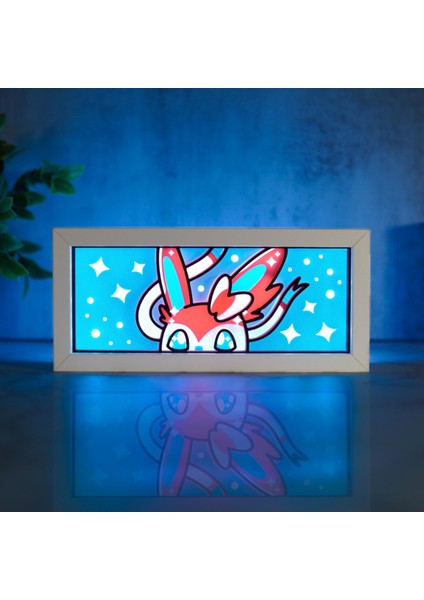Sylveon LED Işık Kutusu – 21X10 cm Pokémon Temalı Rgb Dekoratif Gece Lambası