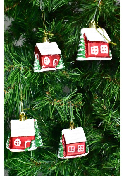 Premium Collection 4lü Beyaz Çatılı Ev Süs Yılbaşı Süsü fırsatları