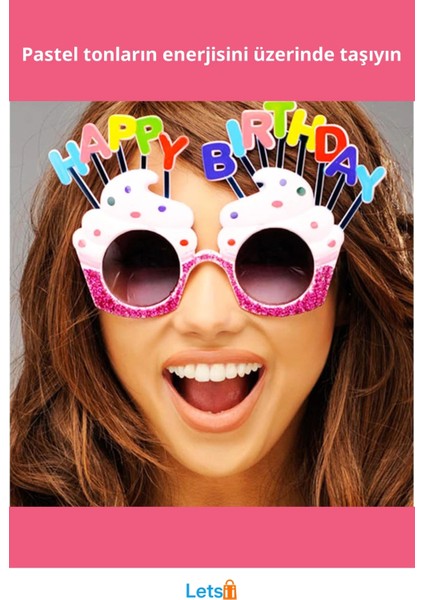 Happy Birthday Beyaz Fuşya Parti Gözlüğü 12X7 cm fiyatları