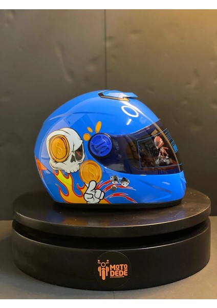 SY118 Iskelet (Skull) Desenli Çocuk Motosiklet Kaskı Full Face Pp Materyal Ece Onaylı (5-12 Yaş) fiyatları
