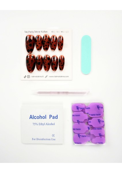 15'li Kahverengi Uzun Oval UOV1509 10'lu Tekrar Kullanılabilir El Yapımı Protez Takma Tırnak - Kahverengi-S fırsatları