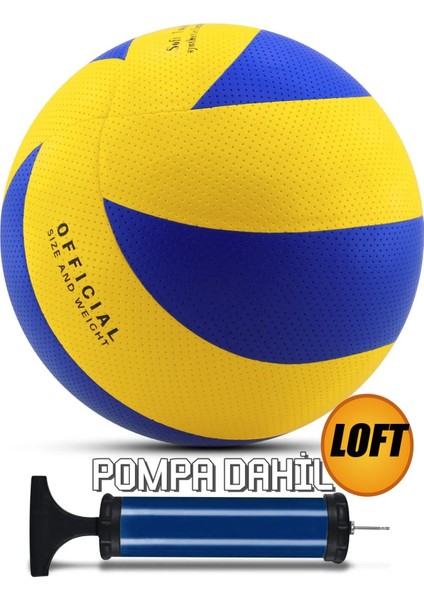 Yapıştırma Voleybol Topu Pompalı Set Soft Touch Iç-Dış Mekan Uygun 8 Panel Mavi 280 Gram