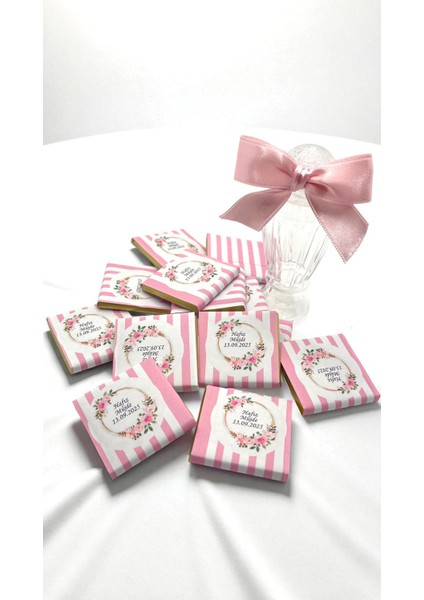 Pembe Çiçek Temalı Nikah/nişan/kına Isme Özel Çikolata fiyatları