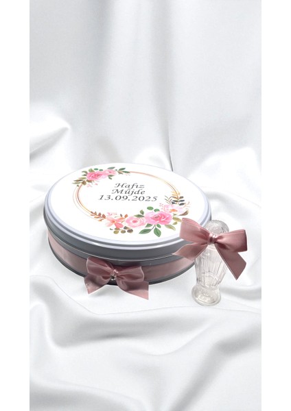 Pembe Çiçek Temalı Nikah/nişan/kına Isme Özel Çikolata modelleri