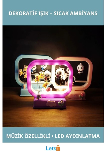 Sevimli Müzikli Panda LED Gece Lambası Dekoratif Işık
