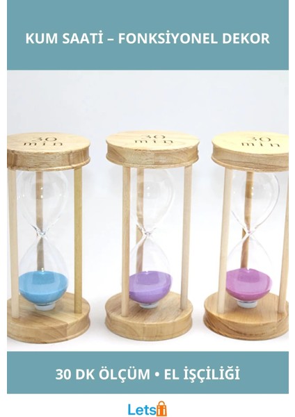Ahşap Kum Saati 30 Dakika Modern Dekoratif Zaman Ölçer