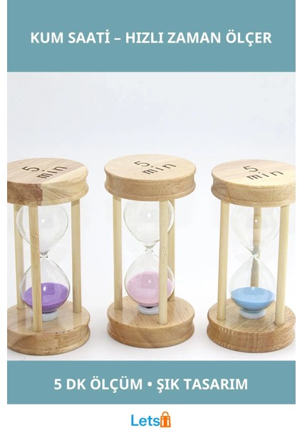 Ahşap Kum Saati 5 Dakika Dekoratif Zaman Ölçüm Aracı
