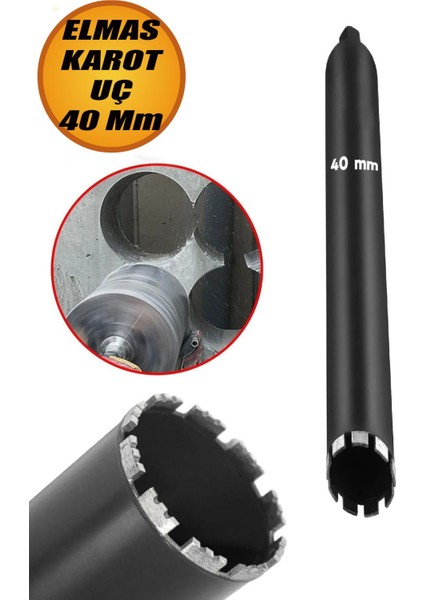 Beton Zemin Duvar Delme Elmas Karot Ucu 40 mm Delik Açma Panç Aparat Uç Deprem Numune Al Test