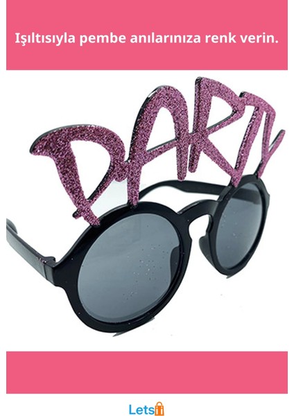 Simli Pembe Renk Parti Gözlüğü 15X7 cm fiyatları