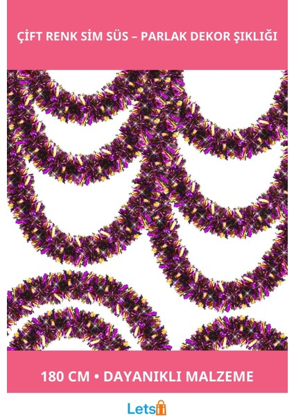 Mor Turuncu Çift Renk Sim Süs 180 cm Dekoratif Aksesuar