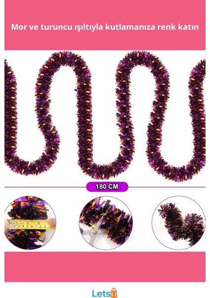 Mor Turuncu Çift Renk Sim Süs 180 cm Dekoratif Aksesuar fiyatları