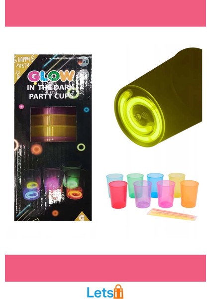 Karanlıkta Yanan Şık Parlayan Mega Glow Bardaklar 8 Adet modelleri