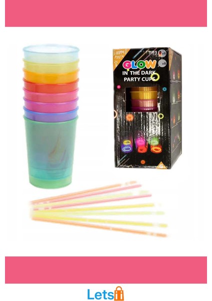 Karanlıkta Yanan Şık Parlayan Mega Glow Bardaklar 8 Adet indirimleri
